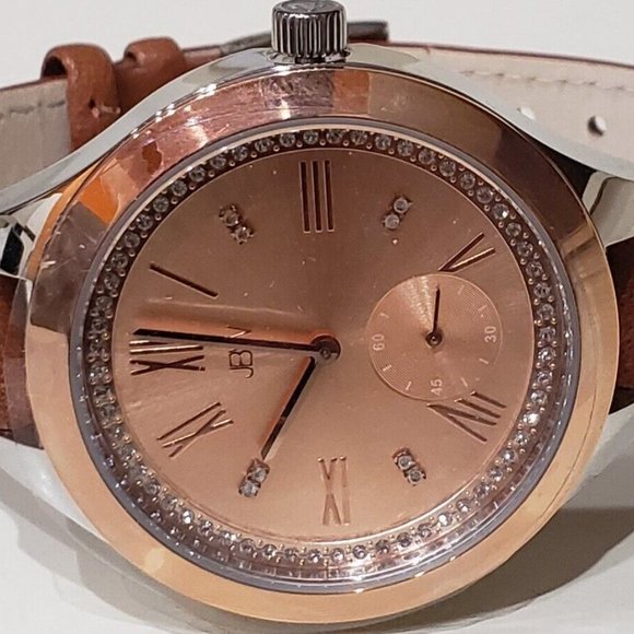 $900 MSRP/ JBW Aria Rose Diamond Dial Brown Leather Ladies Watch - Picture 2 of 9